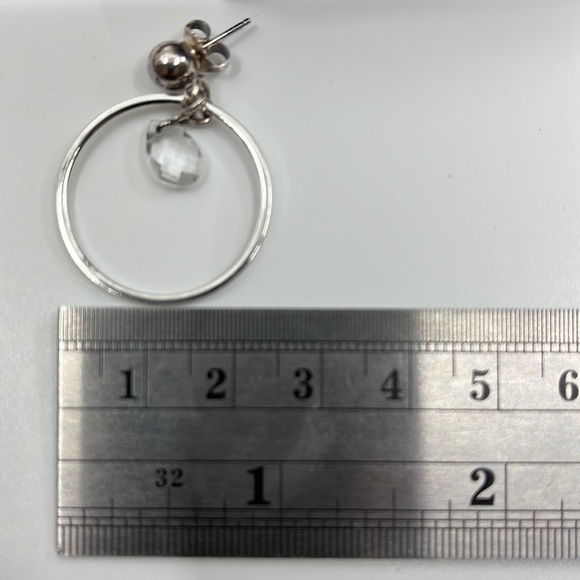 Purely Silver 999 Stud Hoop Earrings with Swarovski Crystals - Picture 8 of 10